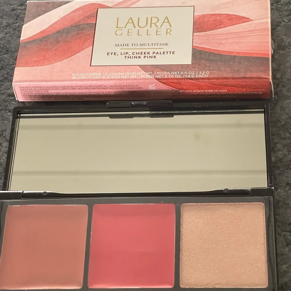 LAURA GELLER Multitasking Cream to Powder Trio Eye, Lip, Cheek Think Pink